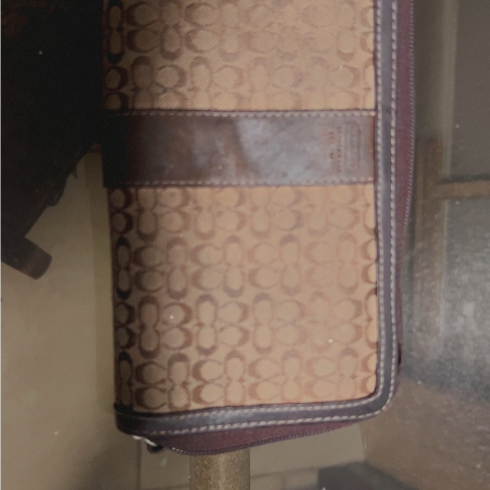 Coach Tan and Brown Signature Clutch